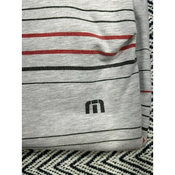 Travis Mathew Quarter Zip Striped Performance Pullover Gray Black Red L - Picture 4 of 6